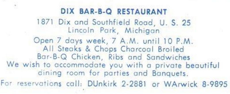 Dix Drive-In (Dix Bar-B-Q Restaurant) - Vintage Postcard (newer photo)